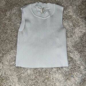 White Sleeveless Ribbed Top